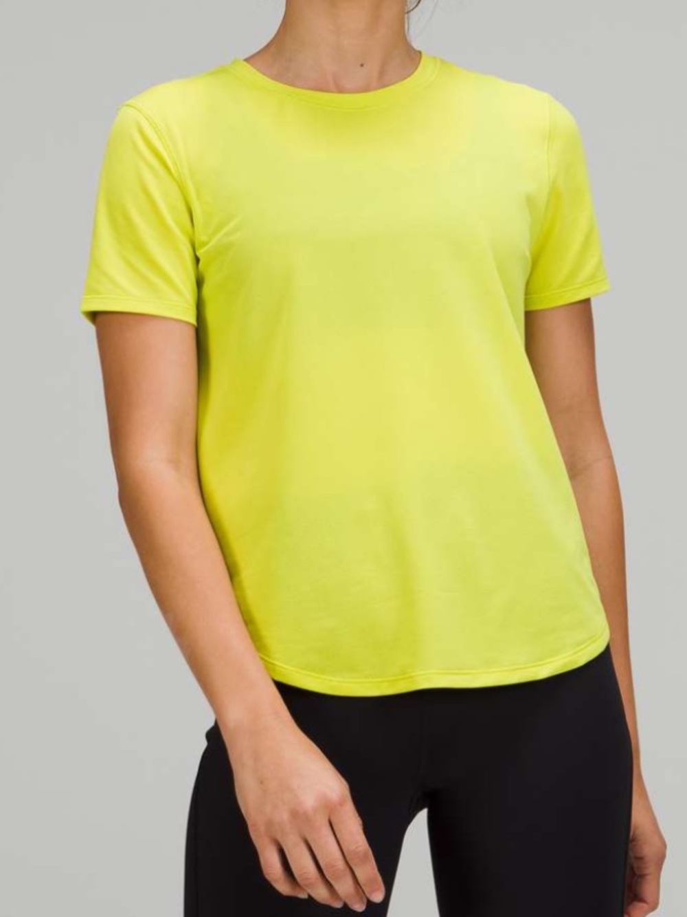 Lululemon High Neck Running and Training T-Shirt Size 8 Neon Yellow - Picture 3 of 9